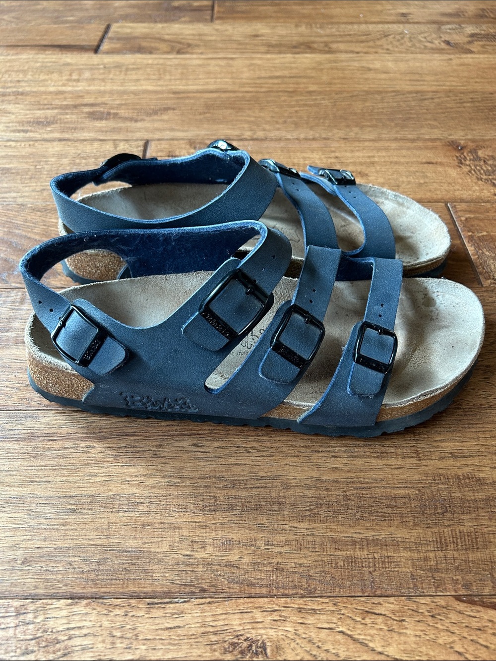 Birkenstock Birki's Ellice 3 Three Strap Slingback Sandals Comfort Navy Size 9